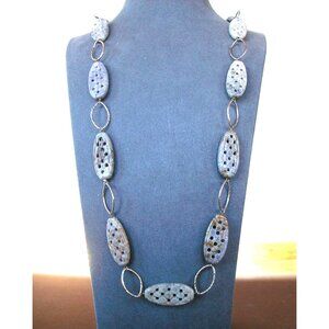 Handcrafted Statement Necklace With Ceramic Beads & Silver Plated Chain